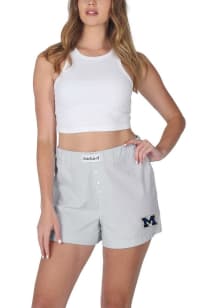 Michigan Wolverines Womens Grey Striped Boxer Shorts