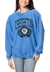 Creighton Bluejays Womens Blue Corded Crew Sweatshirt