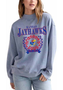 Kansas Jayhawks Womens Navy Blue Nantucket Crew Sweatshirt