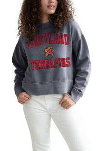 Maryland Terrapins Womens Charcoal Malibu Crew Sweatshirt