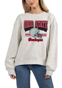 Ohio State Buckeyes Womens Ash Old school Crew Sweatshirt