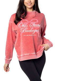 Ohio State Buckeyes Womens Red Campus Crew Sweatshirt