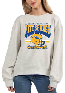 Pitt Panthers Womens Ash Old school Crew Sweatshirt