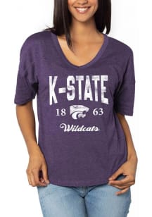 K-State Wildcats Womens Purple Happy Short Sleeve T-Shirt