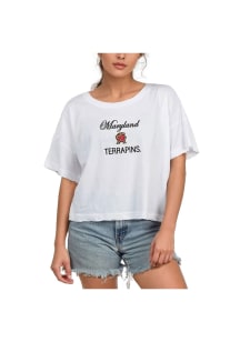 Maryland Terrapins Womens White Throwback Short Sleeve T-Shirt