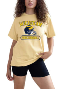 Michigan Wolverines Womens Yellow OBX Short Sleeve T-Shirt