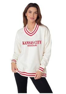 Kansas City Womens Red Stacked Wordmark Crew Sweatshirt