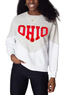 Ohio Womens White Satin Embroidery Crew Sweatshirt