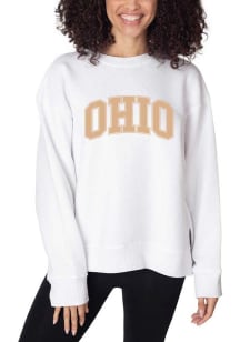 Ohio Womens White Arched Wordmark Crew Sweatshirt