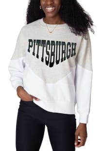 Pittsburgh Womens White Satin Embroidery Crew Sweatshirt