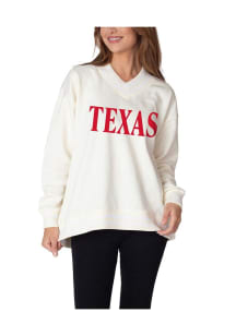 Texas Womens White Stacked Wordmark Crew Sweatshirt