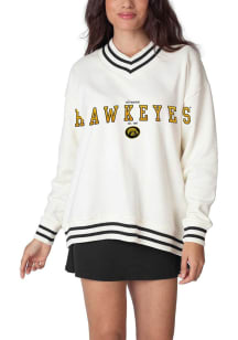 Iowa Hawkeyes Womens White Letterman Crew Sweatshirt