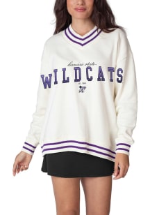 K-State Wildcats Womens White Letterman Crew Sweatshirt