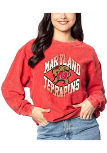 Maryland Terrapins Womens Red Corded Style Crew Sweatshirt
