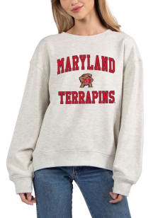Maryland Terrapins Womens Ash Old School Crew Sweatshirt