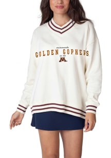 Minnesota Golden Gophers Womens White Letterman Crew Sweatshirt