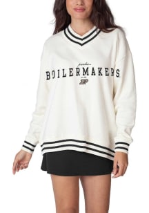 Purdue Boilermakers Womens White Letterman Crew Sweatshirt