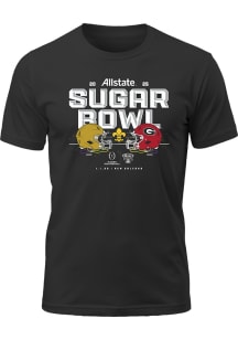 Notre Dame Fighting Irish Black Football 2024 Sugar Bowl Head to Head vs Georgia Short Sleeve T Sh..