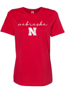 Summit Sportswear Nebraska Cornhuskers Womens Red Foil Short Sleeve T-Shirt