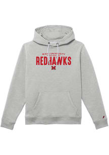 Miami RedHawks Mens Ash Team Name Mascot Long Sleeve Hoodie