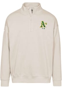 Levelwear Oakland Athletics Mens Tan Murray Cooperstown Long Sleeve Qtr Zip Pullover
