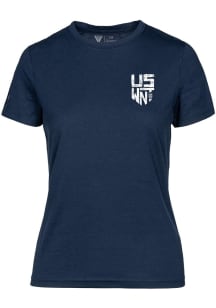 Levelwear USWNT Womens Navy Blue Stacked Logo Maddox Short Sleeve T-Shirt