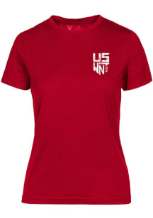 Levelwear USWNT Womens Red Stacked Logo Maddox Short Sleeve T-Shirt