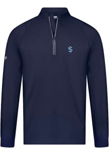 Levelwear Seattle Kraken Mens Navy Blue Theory Embroidered Long Sleeve Qtr Zip Pullover