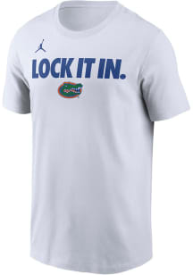 Nike Florida Gators White Basketball Postseason Bench Short Sleeve T Shirt