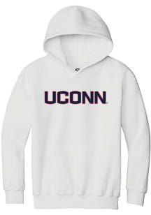 Summit Sportswear UConn Huskies Youth White Straight Block Long Sleeve Hoodie