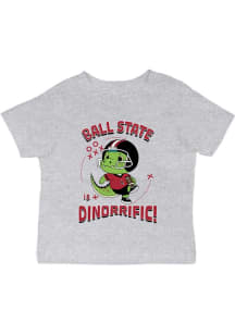 Vive La Fete Ball State Cardinals Infant Dino-Riffic Short Sleeve T-Shirt Grey