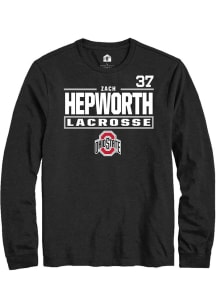 Zach Hepworth Ohio State Buckeyes Black NIL Stacked Box Long Sleeve Player T Shirt