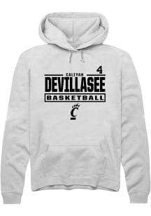 Caliyah DeVillasee Cincinnati Bearcats Mens White NIL Stacked Box Player Hood