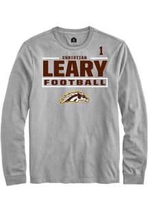 Christian Leary Western Michigan Broncos Grey Football NIL Stacked Box Long Sleeve Player T Shirt