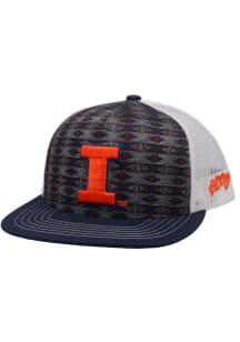 Hooey Illinois Fighting Illini Blue Printed 5-Panel 3T Trucker Mens Snapback Hat