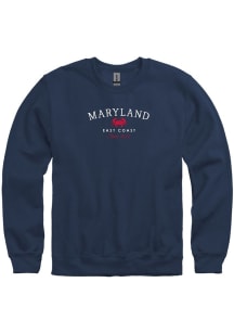 Maryland Mens Navy Blue East Coast Crab Long Sleeve Crew Sweatshirt