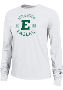 Champion Eastern Michigan Eagles Womens White Circle Est Date Core LS Tee