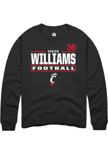 Xavier Williams Cincinnati Bearcats Mens Black Football NIL Stacked Box Player Crew