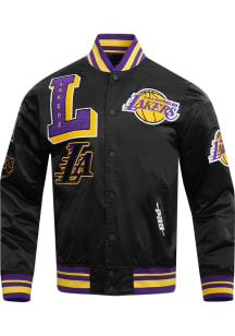 Pro Standard Los Angeles Lakers Mens Black Mash Up Satin Light Weight Jacket