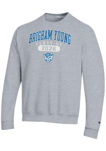 Champion BYU Cougars Mens Grey Class of 2026 Powerblend Long Sleeve Crew Sweatshirt