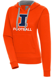 Antigua Illinois Fighting Illini Womens Orange Football Victory Hooded Sweatshirt