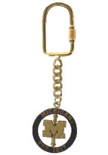Michigan Wolverines Block M Spinner Keychain - Gold