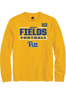 Jordan Fields Pitt Panthers Gold Football NIL Stacked Box Long Sleeve Player T Shirt