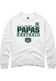Matthew Papas Ohio Bobcats Mens White Football NIL Stacked Box Player Crew