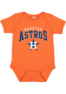 Houston Astros Baby Orange Arched Logo Short Sleeve One Piece