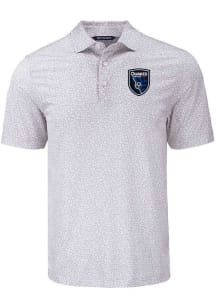 Cutter and Buck San Jose Earthquakes Mens Grey Pike Flora Short Sleeve Polo