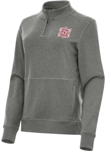 Antigua Oklahoma Sooners Womens Black Heather 2026 NCAA CWS Champions Crush Qtr Zip