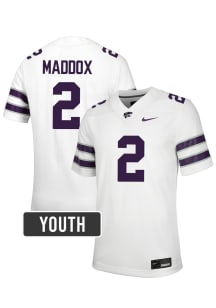 Adrian Maddox K-State Wildcats Youth White Nike NIL Name And Number Football Jersey