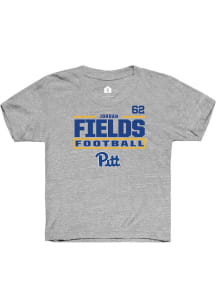 Jordan Fields Pitt Panthers Youth Grey NIL Stacked Box Player Tee