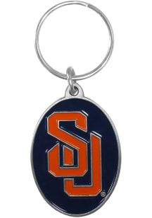 Syracuse Orange Carved Metal Keychain - Navy Blue